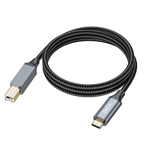 DTEEDCK USB B ДО USB C Кабел 6.6 ft 2 Пакет, USB Тип C ДО USB Б Печатач КАБЕЛ USB - B ДО USB-C Плетенка Кабел Со Голема Брзина За Macbook Pro Воздух