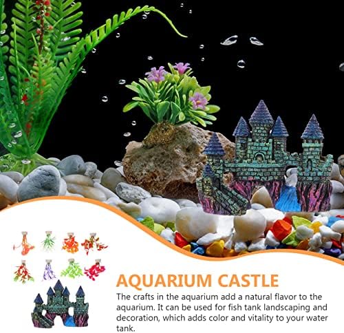 ИПЕТБООМ вештачки растенија 1 поставен аквариум украс замок за замок риба растенија украси бета риба скријте пештера пластични