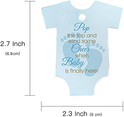 Ознаки за подароци на бебето за бебе со жица - 100 парчиња сини бебешки стапалки ознаки со 100 стапки природен јута канап за туш за