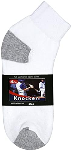 4 Пара Машки Класични Чорапи За Глуждот Четвртина Екипажот Спорт Памук Бело Сива Големина 10-13