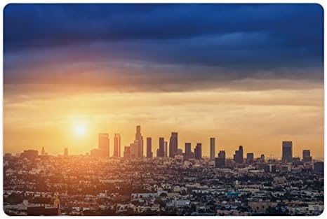 Амбесон Сити Мат За Миленичиња За Храна И Вода, Изгрејсонце Во Урбаната Архитектура во Лос Анџелес Мирна Глетка Величествено Небо,