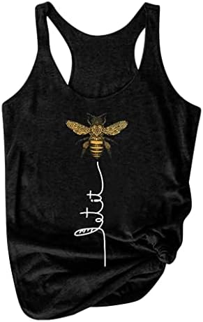 Nihewoo без ракави врвови за жени летни пчели печати маици блузи плус големина елек врвен тренинг атлетски кошули камизола