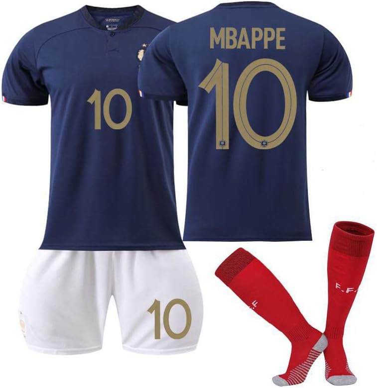 Фудбал Jerseyерси го постави ПСG дома, Мбапе деца млади возрасни фудбалски дрес момче, спортска облека со чорапи