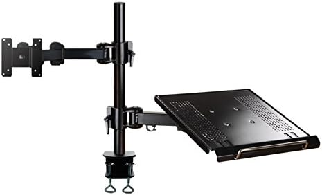 NewStar FPMA-D960NoteBook целосна движење и монтажа на биро за 10-27 Монитор на екранот и лаптопот, прилагодлив за висина-црна