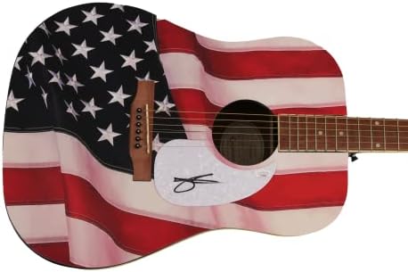 Чејс Рајс потпиша автограм целосна големина Една од еден вид обичај 1/1 Американско знаме Гибсон епифон Акустична гитара w/ Jamesејмс Спенс