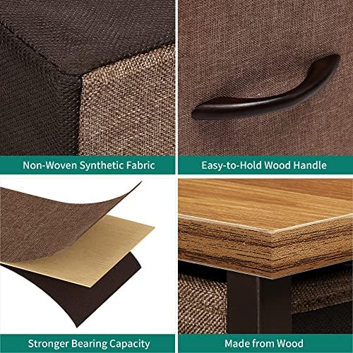 Yitahome 7 фиоки за ткаенини, фиока за складирање на мебел, цврста челична рамка, дрвени врвни и лесни канти за ткаенини, вертикални