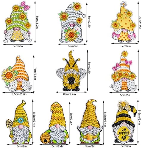 Choyaxo 10 пакет дијамантски сликарски клучеви за сликање DIY дијамантски комплети за сликарство за возрасни почетници Сончогледи на пчели Gnomes