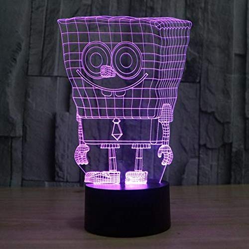 3D LED Spongebob Atmosphere Lamp 7 Боја Промена на визуелна илузија декор светилка