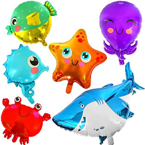 6 Спакувајте Под Морето Животни Балони Цртан Филм Океански Суштества Тропска Роденденска Забава Материјали Украси