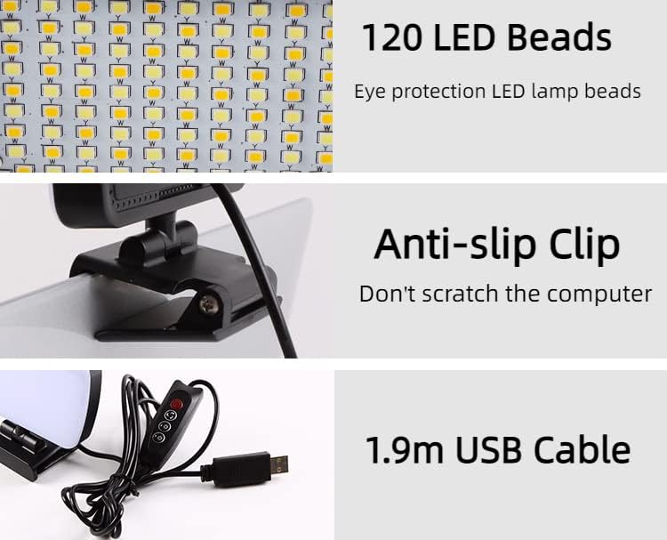 LED Телефонско Светло со 120 Светилки Монистра За Работа За Осветлување На Веб Камера Видео Самоби Светло Со Предна &засилувач; Заден Клип