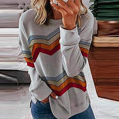 Маичка за џемпери за жени лабава вклопени врвови со цветни печатени кошули облека мека удобна маица влечења трендовски врвови на туника