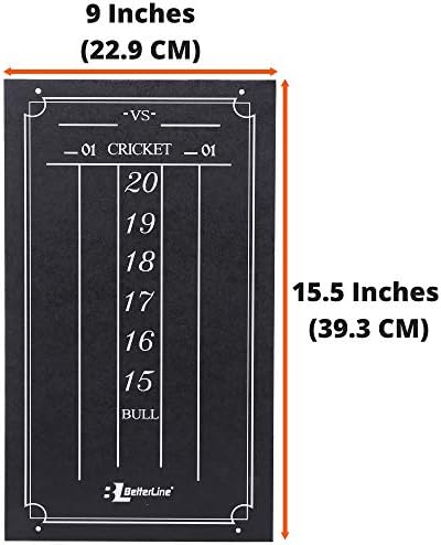 Подобра голема професионална табла за табли за табла за крикет и 01 Дартс игри - 15,5 x 9 инч - црна табла - вклучени се и 2