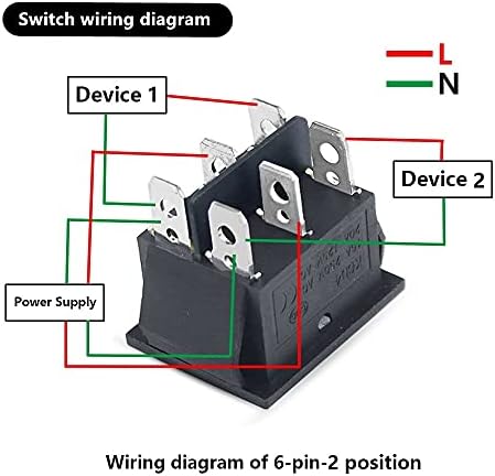 WTUKMO KCD4 Rocker Switch Onf-Off 2 Позиција 4 пинови/6 пина Електрична опрема со светло прекинувач за прекинувач за прекинувач