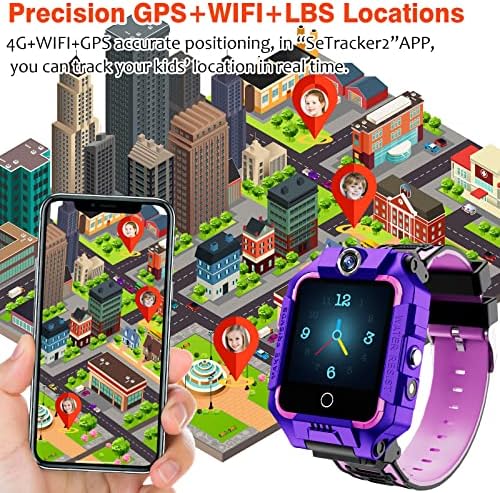 cjc 4g Паметни Часовници За Деца Телефон Види Со GPS Тракер 3 Начин - Повик Видео Разговор WiFi СОС Екран На Допир Камера Часовници