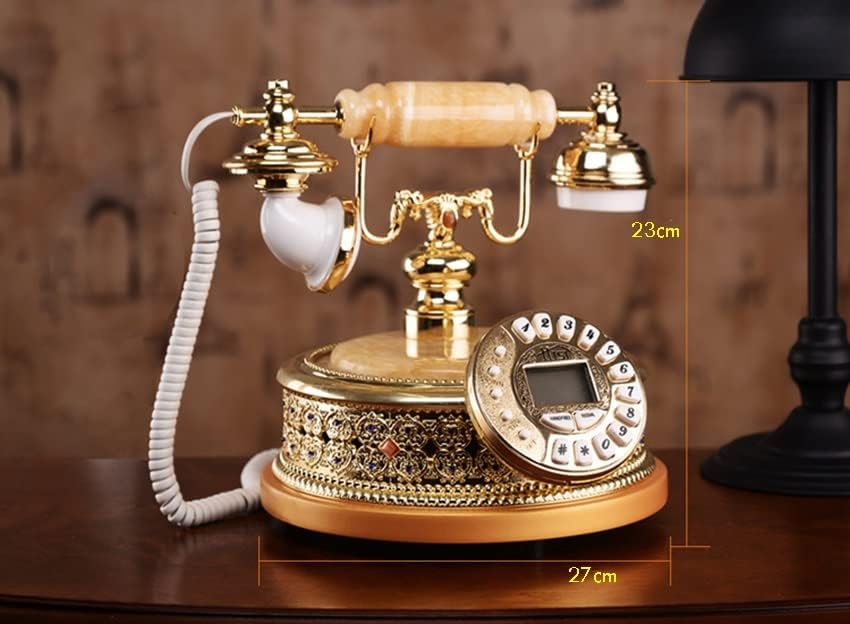 Телефонски телефон за антички фиксни телефонски телефонски телефон со rhinestones, ID на повик DTMF/FSK, 16 мелодии, прилагодлива осветленост на