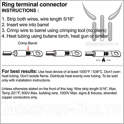 MonsterBolts - NSPA - Krimpa -Seal, Long Ring, 16-14 AWG, 3/8 Студ, 25 пакет