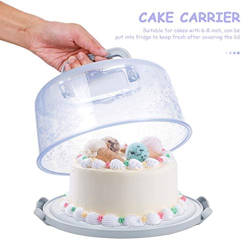 Доитол Пластичен Носач За Торта Со Склопувачка Рачка за торта од 8 инчи, Пренослив Контејнер За Тркалезна Торта За Транспорт,