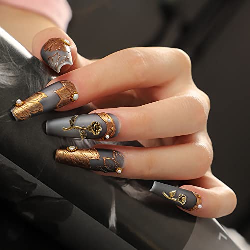 Danneasy 120pcs Ретро розови нокти шарми 3Д златни сребрени розови пупки/цветни привлечности за нокти метални цвеќиња на ноктите легури за нокти
