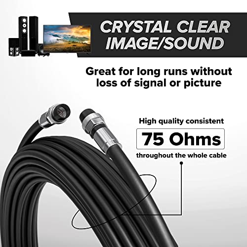 Cimple CO 3 'стапала, црн коаксијален кабел RG6 со гумен подигнат - конектори за внатрешни работи во затворен простор / отворено, F81 /
