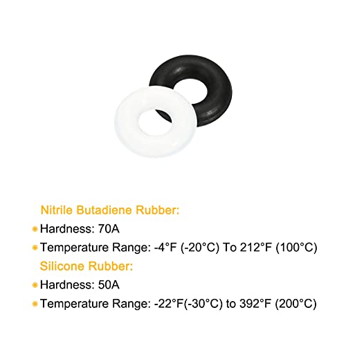 Меканиксиност 5mmx2mmx1.5mm нитрилна гума О-прстени црни 50 парчиња, силиконски гумени заптивки на заптивки бели 30 парчиња