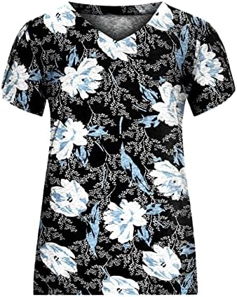 Маица со блуза за дами есен летен краток ракав, памук, памук графички лабав вклопување опуштена вклопена обична блуза gi gi