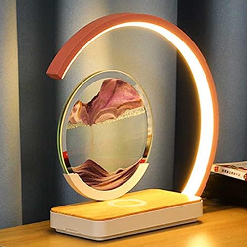 Jjry LED ноќно светло лесна уметност со песок уметност во кревет ламба со безжичен полнач 3Д длабок морски песочник во движење на