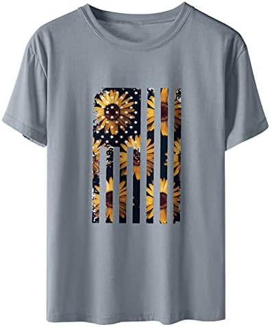 Денот на независноста кошули за жени американско знаме маица САД starвездени ленти 4 -ти јули маици со маици патриотски летни врвни