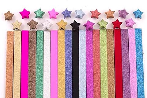 Пакет за трудови со starsвезди на оригами, DIY хартија сјај Оригами starsвезди, 400 листови, 20 бои