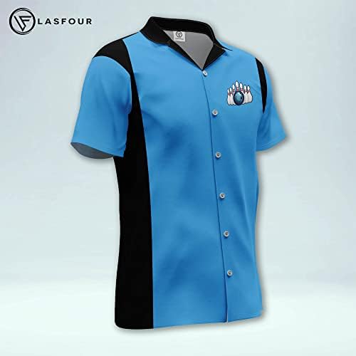 Lasfour ретро куглани кошули за мажи, копче за кратки ракави за мажи надолу за гроздобер кошула за куглање, кошули за куглање, тимски куглари за куглање