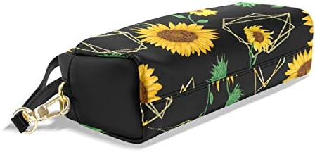 Алаза симпатична молив за сончоглед и геометрија цветни црни пенкала случаи Организатор ПУ кожа коместична торба за шминка со