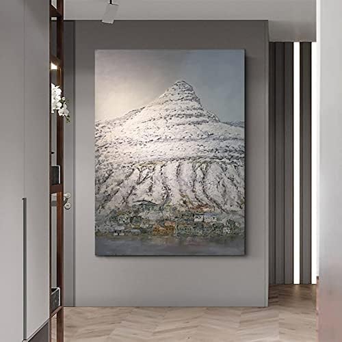 ZZCPT Модерно апстрактно сликарство 3Д декоративно сликарство модерно едноставно вертикално декоративно сликарство Снег планина виси сликарство