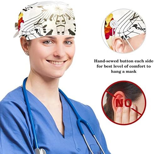 Медицинска медицинска сестра капачиња долга коса, сликање на Херефордс, прилагодливо работно капаче со копчиња и лак за коса од коса