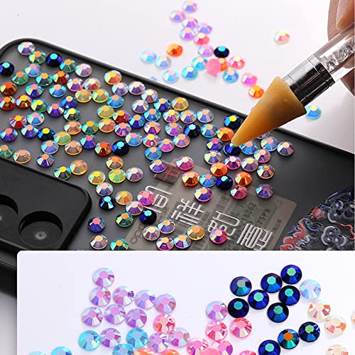 10400pcs 2-6 mm смола ригистони злато AB желе боја Rhinestones Flatback Round Beads Nail Crystals Gems за уметност на ноктите, Tumblers, шишиња,