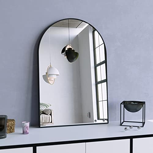 BEAUTYPEAK 20 x30 Лак Бања Огледало, Ѕид Монтирани Огледало, Црна Суета Ѕид Огледало w/Метална Рамка за Спална Соба, Влезот, Дневна