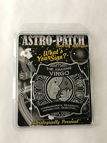 Astro-Patch-Неверојатната Девица ™ 5 x 5 1/2 Астролошка лепенка од железо-на/шива. Неговиот рефлективен сребрен метален дизајн, му дава