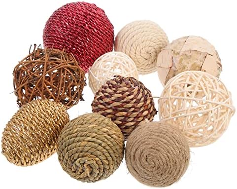 Besportble Rattan топки 10 парчиња декоративни плетени топки рачно изработени декоративни корпи за филери вазни за вазни декор, декорација