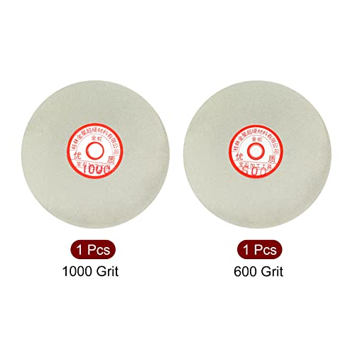 Uxcell 6-инчен Grit 600 & 1000 дијамантски обложени рамни тркала за мелење на диск за полирање за пескарење, 2 парчиња