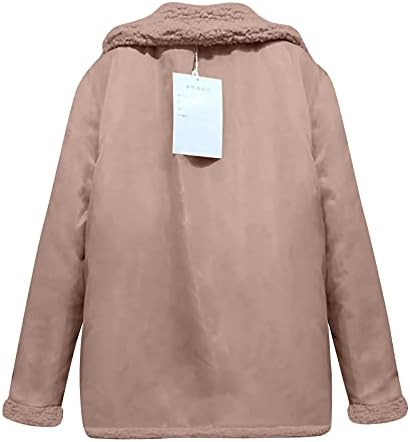 Foviguo фланел палто, стилски пад плус големина јакни женски долги ракави дома цврста боја вклопуваат јакна дебела со џебови