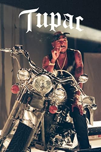 Постери на Tupac 2Pac Post Motorcycle Photo 90 -тите хип -хоп рапер постери за соба естетски средини на 90 -тите 2PAC меморијали рап постери