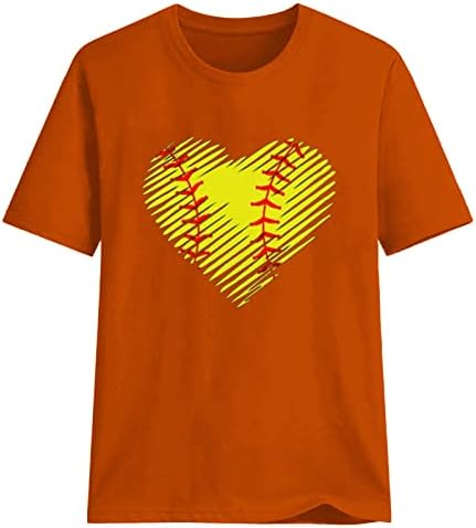 2023 летни врвови женски loveубовни графички маици за печатење на срце кратки ракави безбол кошули лабава вклопени маички за блуза