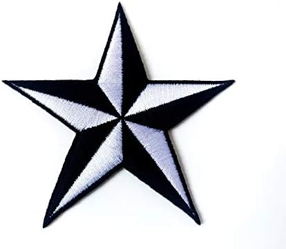 Црна бела starвезда ранг -знак симбол значка за шиење на железо на везена лепенка за примена