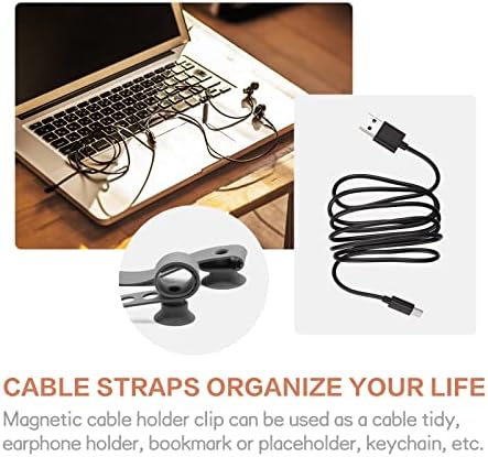 8 парчиња силиконски магнетски кабелски врски, магнетни кабелски клипови за склучување и организирање на кабли за слушалки, USB