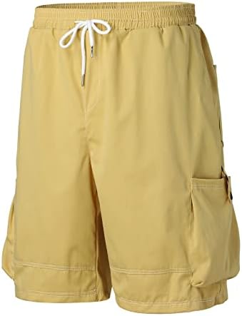 Момче 12 машка цврста боја копче плус големина обични сите шорцеви модерни ткаени карго панталони со џебови момче облека