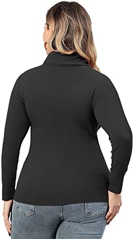 Aksbgg плус врвови со големина за жени, исмејувајте го жетката со долги ракави, термички долна облека, џемпери за пулвер, обични кошули со слој на стрии