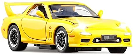 Скала модел на автомобили за модели на легура на легури Mazda RX7 Diecast Metal Sports Car со отворено 4 врати и звук на светла 1/32