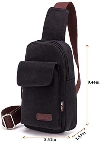 Wxnow машки обични торби со крстосници платно едно рамо ранец за санки за градите, мини торба за градите, црна