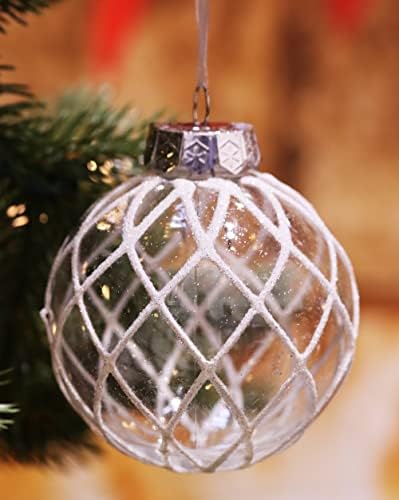 Зелено распрскувано бело чисти топчиња украси за украси на новогодишни елки, разновидни дизајни со закачалки за ленти