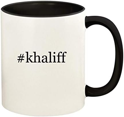Подароци на Ник Нок khaliff - 11oz хаштаг керамички обоена рачка и внатре во чашата за чаша за кафе, црна