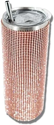 Bling Bopper Rhinestone шише со вода од не'рѓосувачки челик | 16.9 FL Oz Travel Vacuum Metal Thermos Tumbler | 3 инчи широк