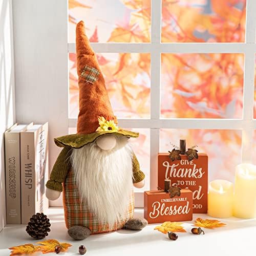 Глицом рачно изработен шведски том есен за Ноќта на вештерките Божиќни елф подароци ткаенина гном стоички декор, 24 ч, портокал